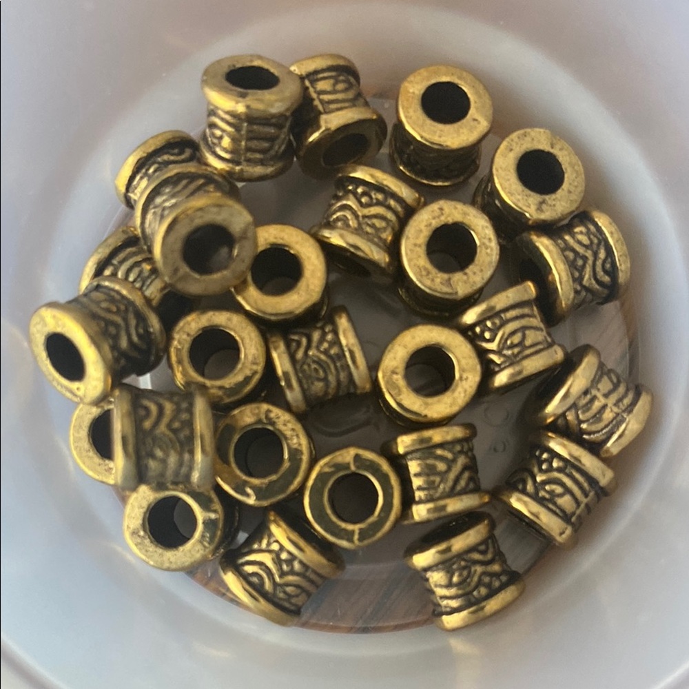 Gold Metal Barrel Beads 26 PIECES